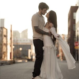 For Love and Lemons Raquel Wedding Gown White Detachable Sleeves